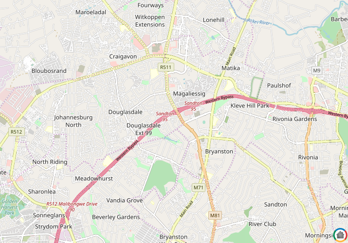 Map location of Epsom Downs